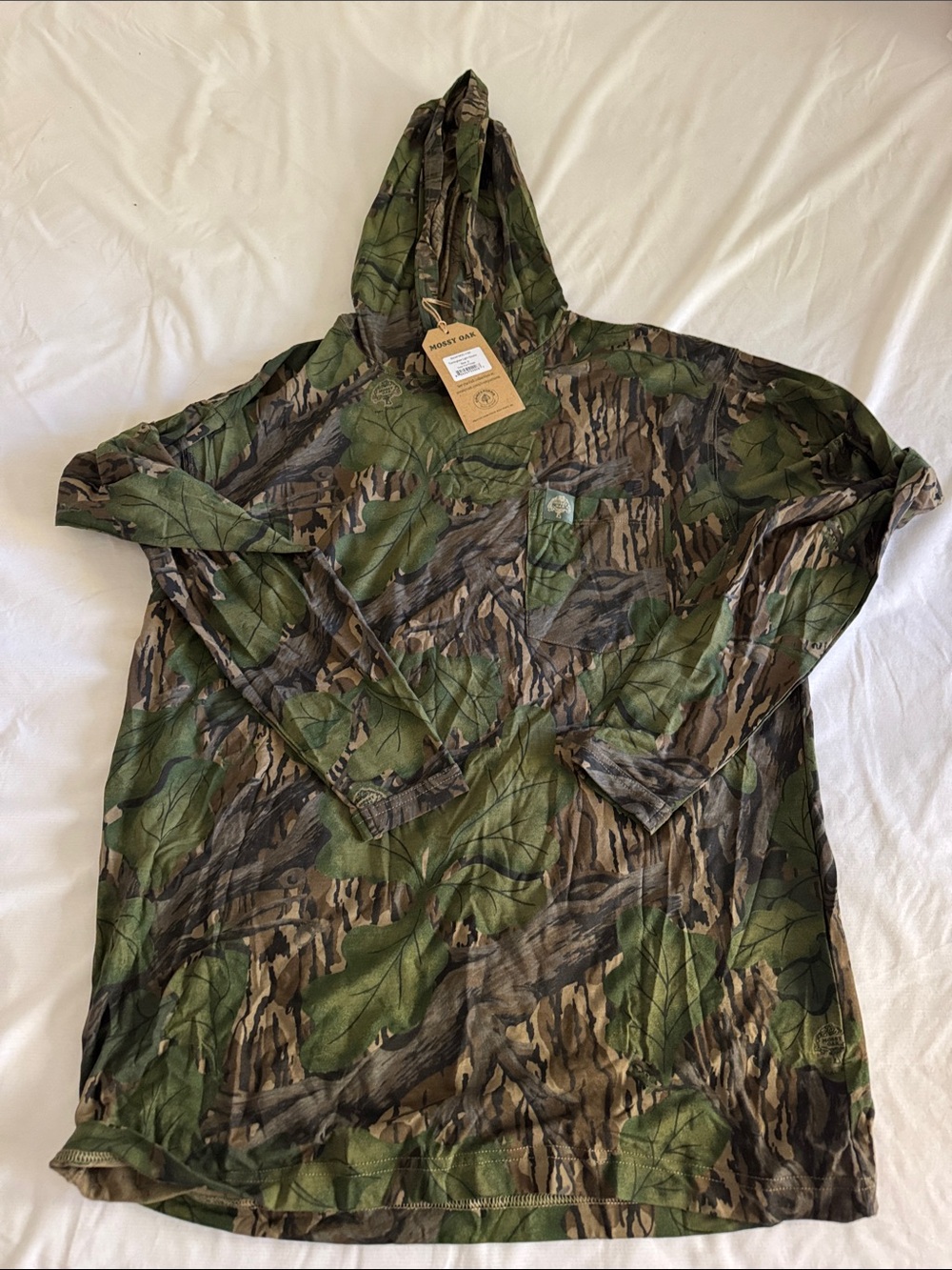 Mossy Oak Men's Camo Hooded Long Sleeve Shirt - Green Brown